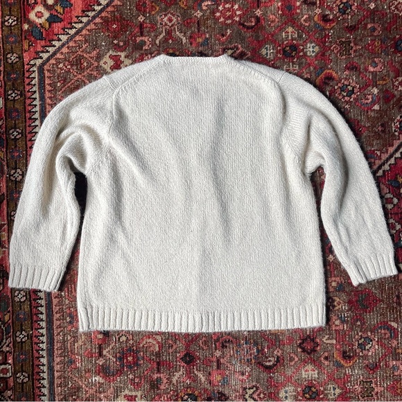 Vintage Cream Hand Knit Button Down Sweater - Picture 2 of 4